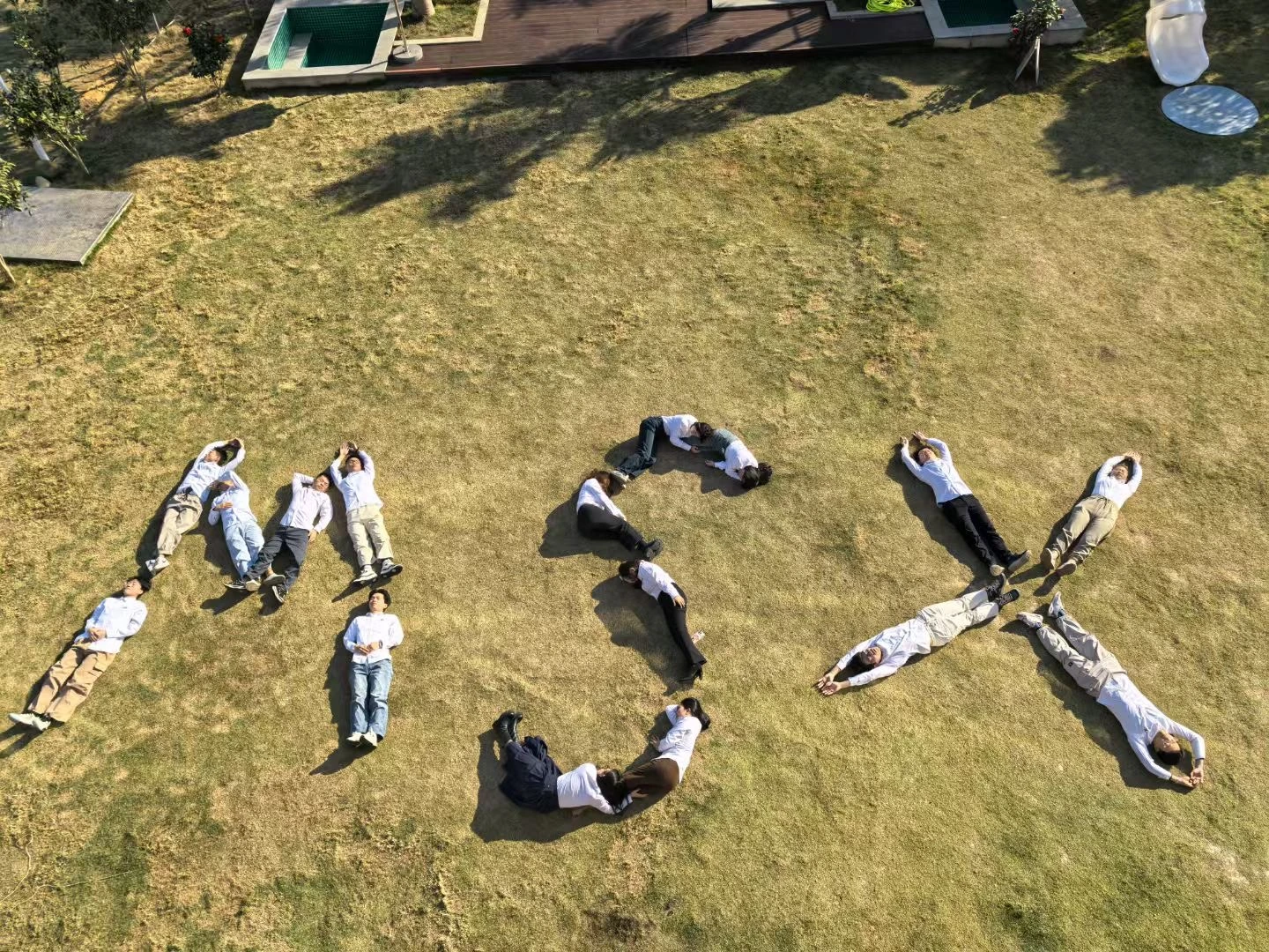 MISUXIN team forming the letters MSX during a team-building activity